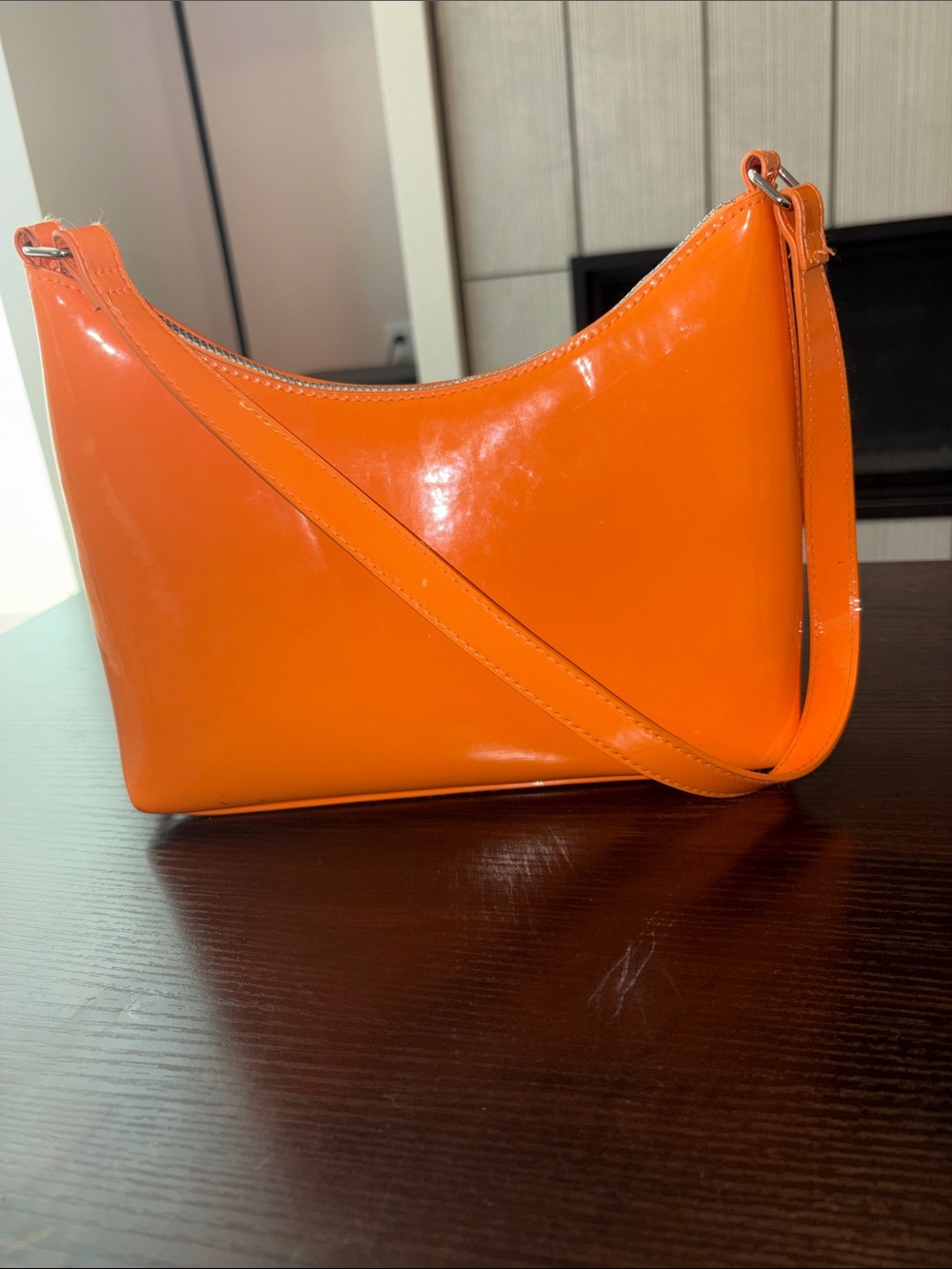 H&M Orange Patent Shoulder Bag